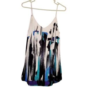 Eleven Paris Womens Abstract Watercolor Paint Strokes Artsy Print Camisole Top